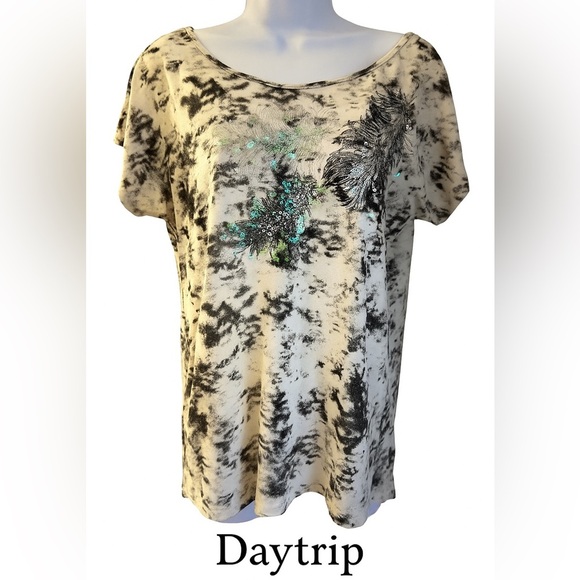 DAYTRIP TIE DYE FEATHER SEQUINS TOP - Picture 1 of 5